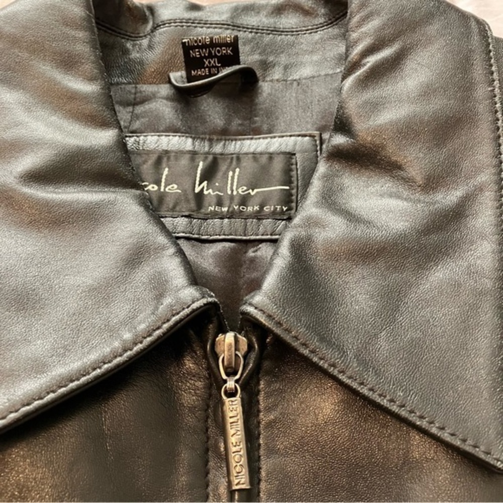 Nichole Miller New York City Leather Jacket - Black - XXL